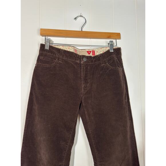 Guess Brown Corduroy Stretch Flare Low Rise Pants Jeans Y2K Style Women's 27 - Picture 4 of 14